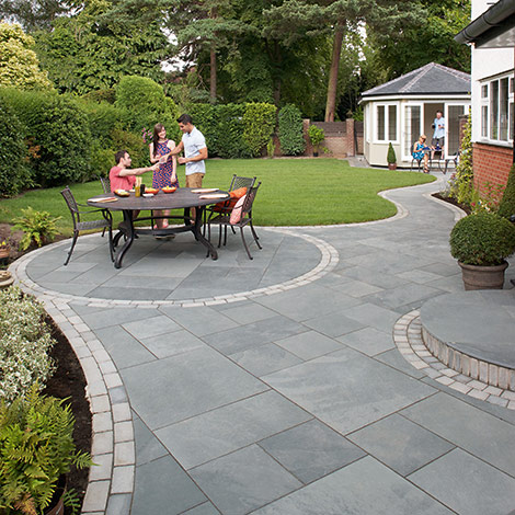 Image example of new paved patio  with landscaping